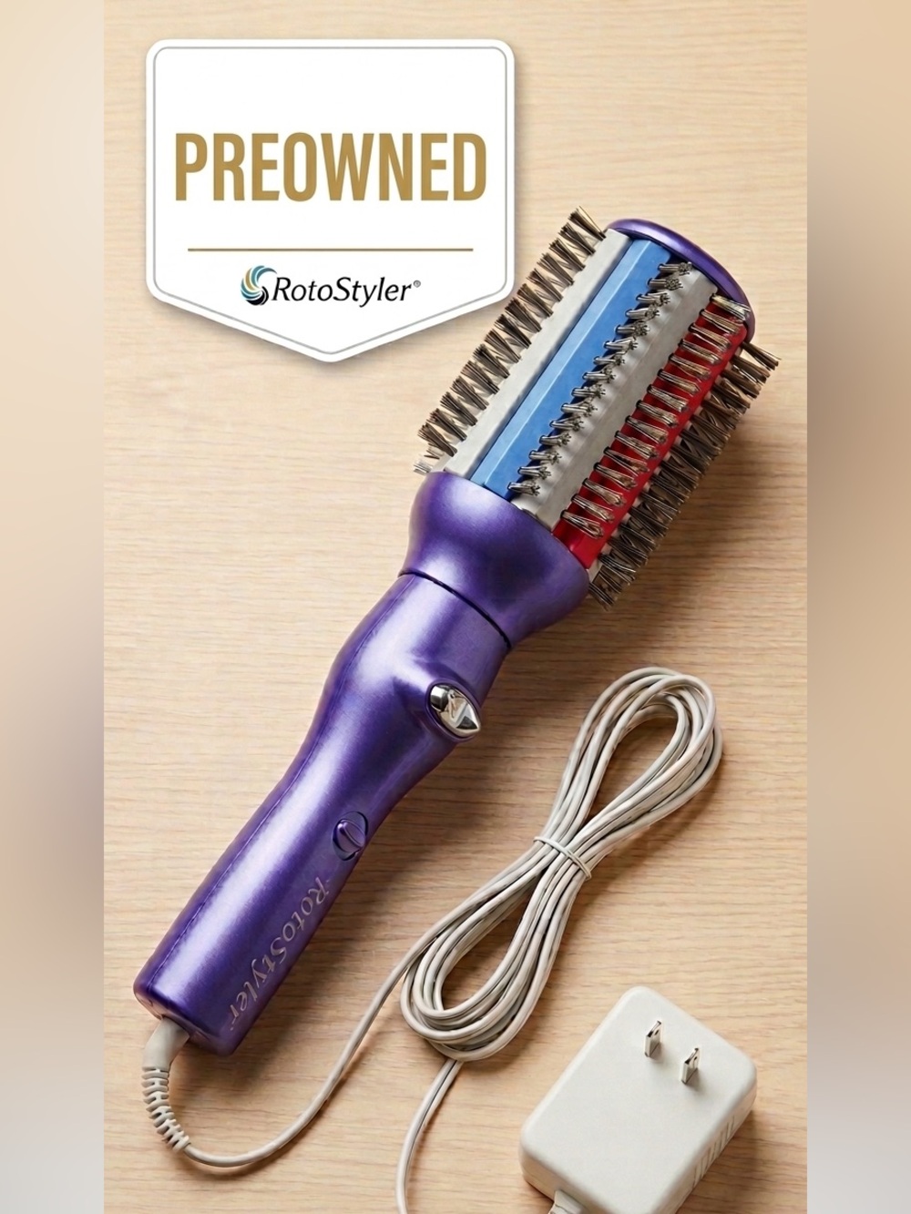 Purple Hair Styling Brush with Charger